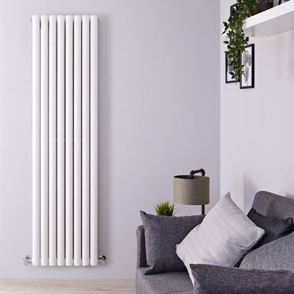 Radiatore Verticale Doppio di Design Revive in Acciaio Bianco H: 178 cm, L: 47,2 cm