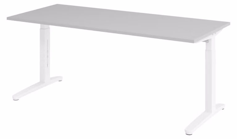 Scrivania bümö serie XB - Decorazione: grigio, dimensioni: 180 x 80 cm, struttura: bianco