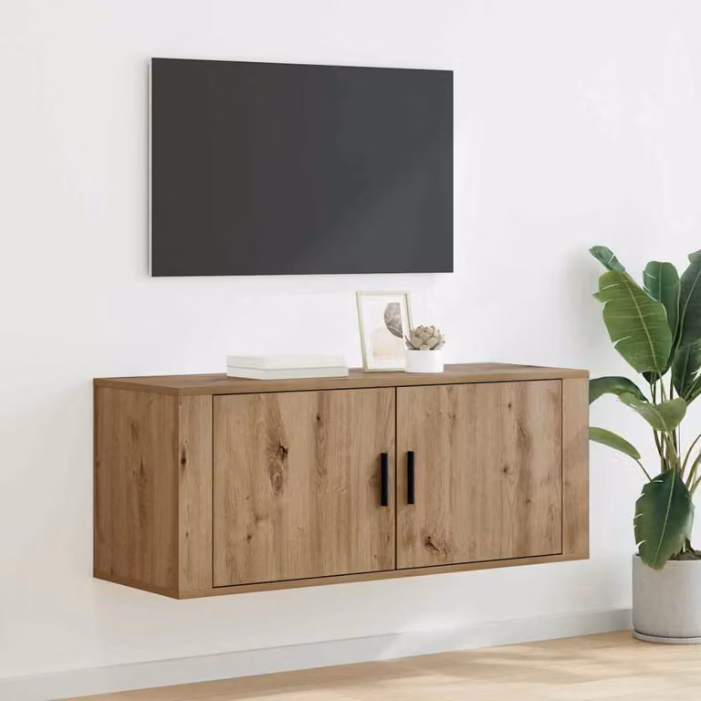 Mobile TV da parete vidaXL in stile rustico, colore marrone, L: 100 cm, P: 34,5 cm, H: 40 cm