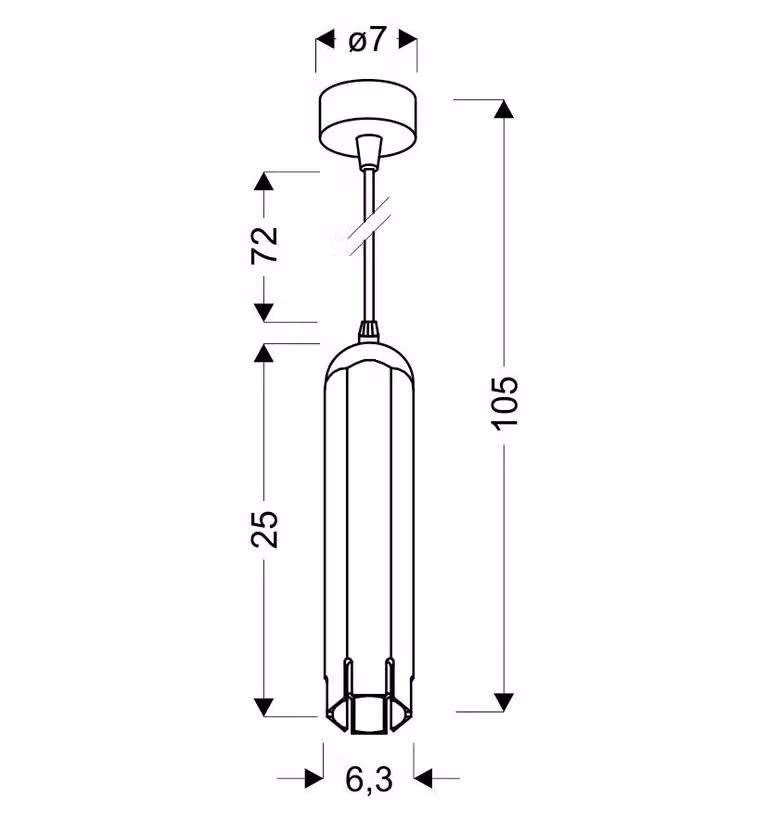 Lampada a sospensione TUBA 1X50W GU10 6,3/25 NERO 31-77691 Candellux