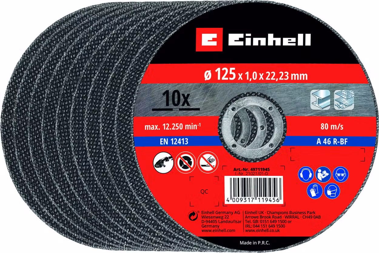 Einhell 10 dischi da taglio sottili 125x1,0 Accessori per smerigliatrici angolari