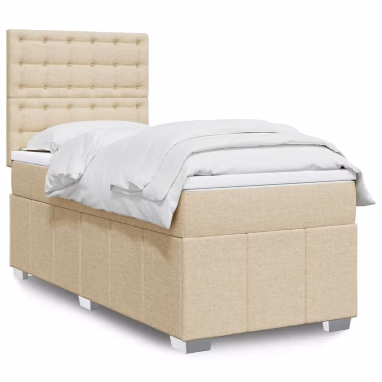 Letto Ibrido con Materasso a Molle Insacchettate vidaXL, Colore Beige e Bianco, L/P: 100 x 200 cm