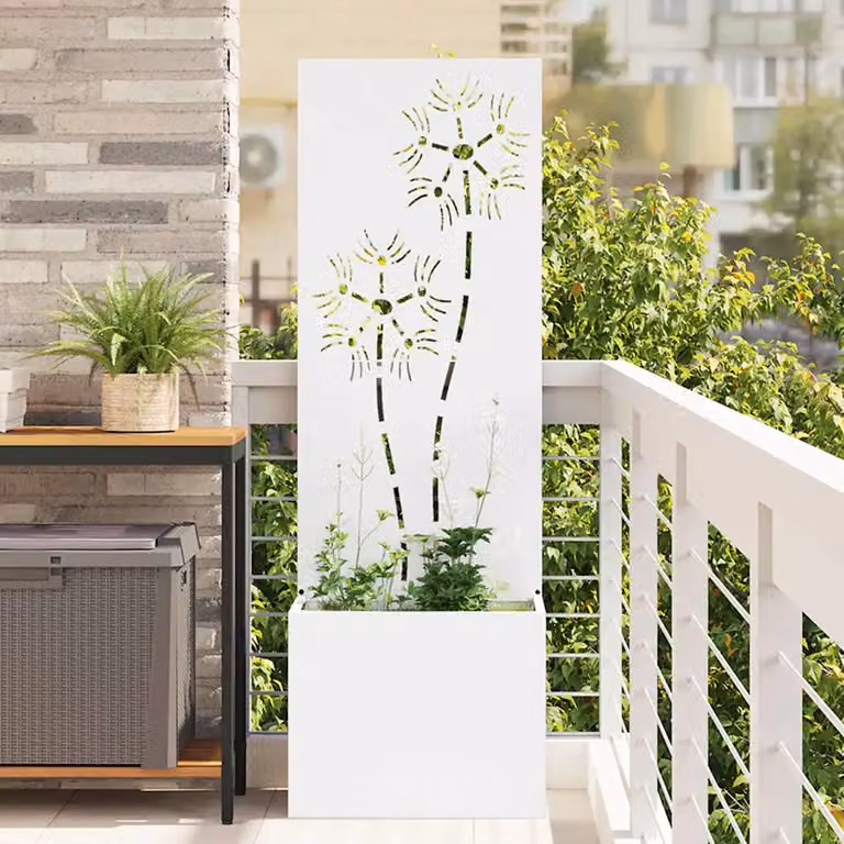 Paravent per privacy in giardino vidaXL in acciaio, Bianco, L: 50 cm, P: 32 cm, H: 150 cm