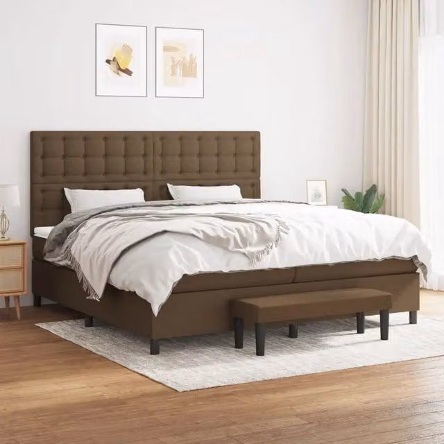Letto Ibrido vidaXL con Giroletto a Molle e Materasso, Marrone e Bianco, L/P/H: 200 x 200 x 31 cm – 1