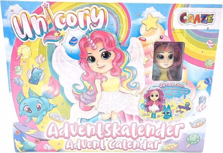 CRAZE UNICORY giocattolo calendario dell'avvento bambini bambole unicorno giocattolo azione