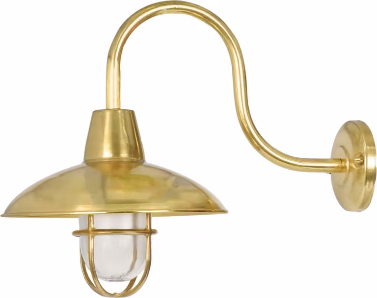 Lampada da parete per esterni in vetro ottone E27 IP64 alta 37 cm in lampada da parete per esterni nautica