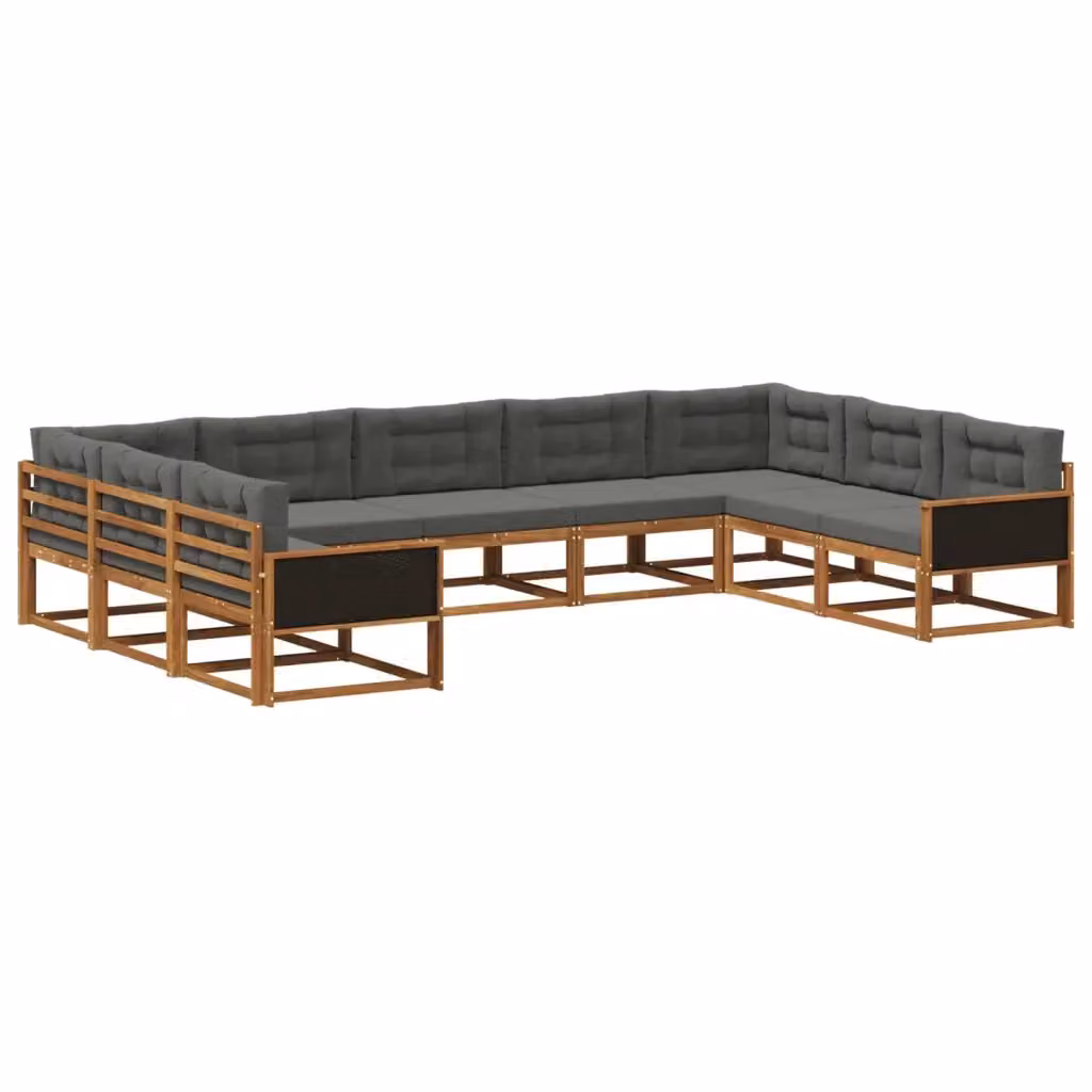Set di divani da esterno a forma di U vidaXL in legno di acacia con cuscini, beige e antracite – 2