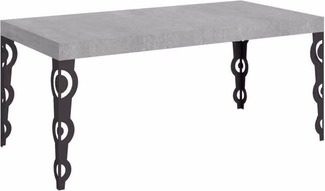 Tavolo da pranzo allungabile Itamoby Karamay in composito effetto cemento grigio con gambe antracite L/P: 200-460 x 90 cm