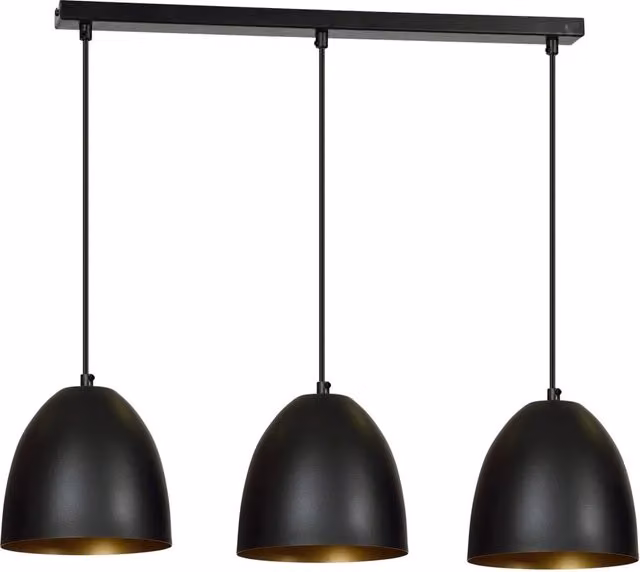 Lampadario a soffitto Luceart-Classic Vigore con 3 luci in acciaio inossidabile nero e oro – 1