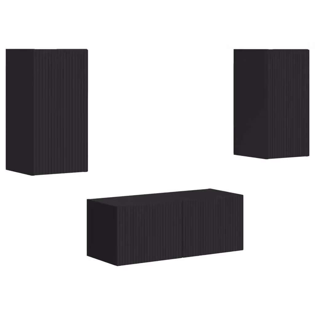 Set di 2 mobili TV moderni vidaXL da appendere al muro, colore nero e legno, per il tuo soggiorno – 2