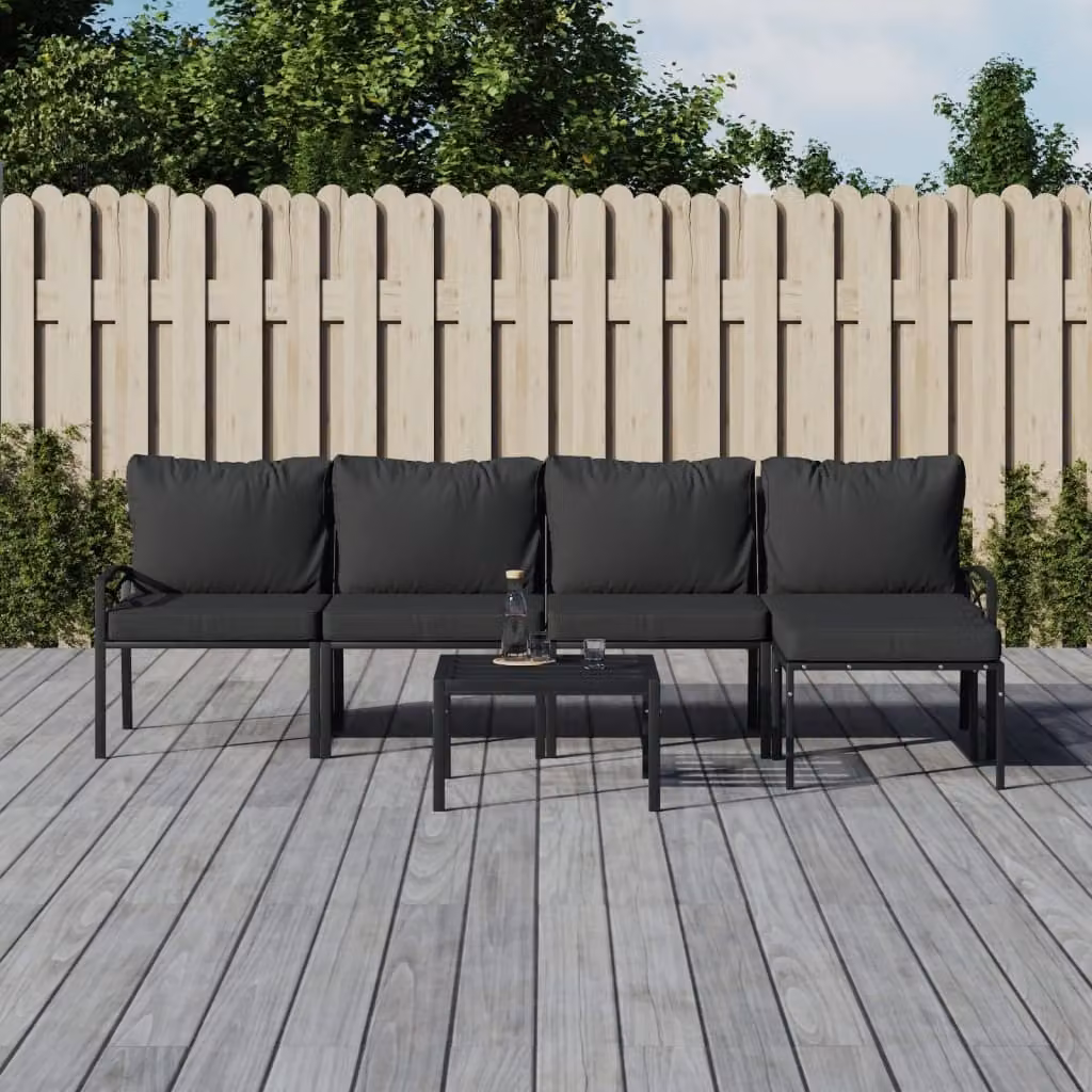 Maison Exclusive - Set da giardino 6 pezzi con cuscini grigi in acciaio