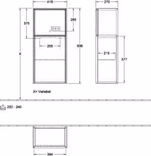 Villeroy & Boch F500GMGF Mobile laterale Finion F50