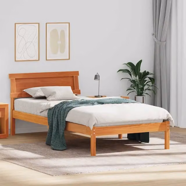 Struttura letto moderna vidaXL in pino massello marrone cerato L/P/H: 200 x 80 cm
