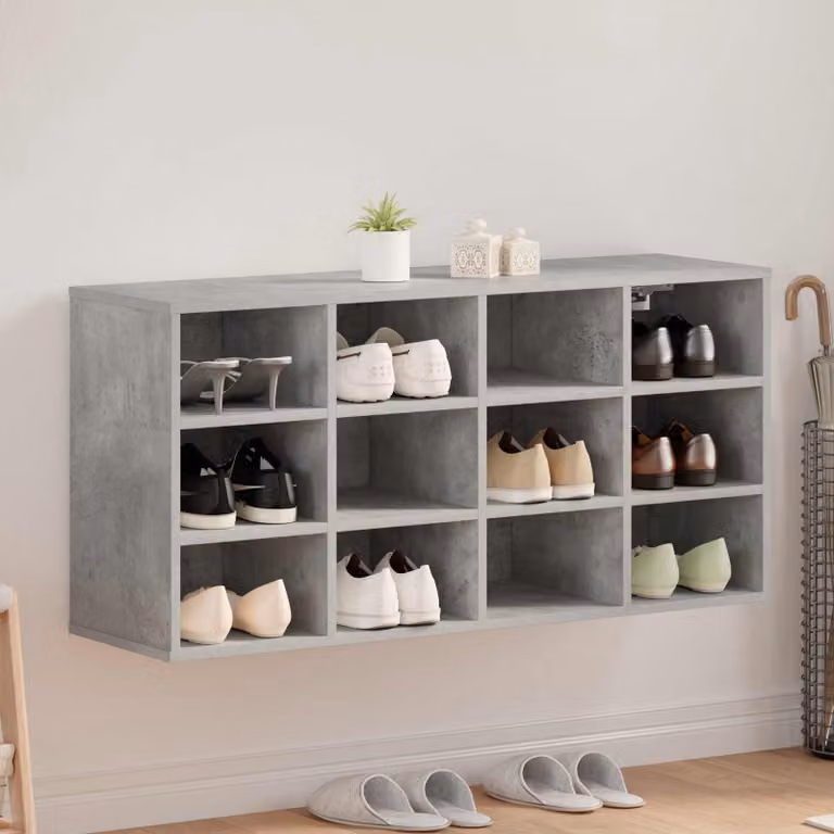 Scarpiera moderna vidaXL in legno MDF grigio, L 103 x P 30 x H 51 cm