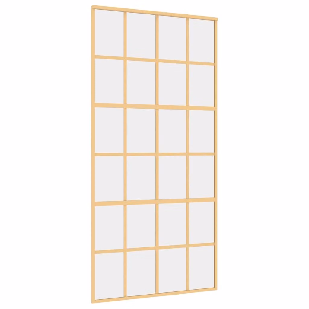 Porta Scorrevole Oro 102,5x205 Vetro Trasparente ESG Alluminio
