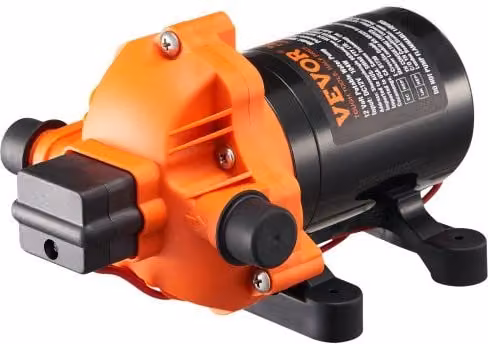 VEVOR Pompa a Membrana 12V per Acqua, 3 Camere, 13,25 L/min, con Pressostato Automatico 40-100 PSI Regolabile, Arancione