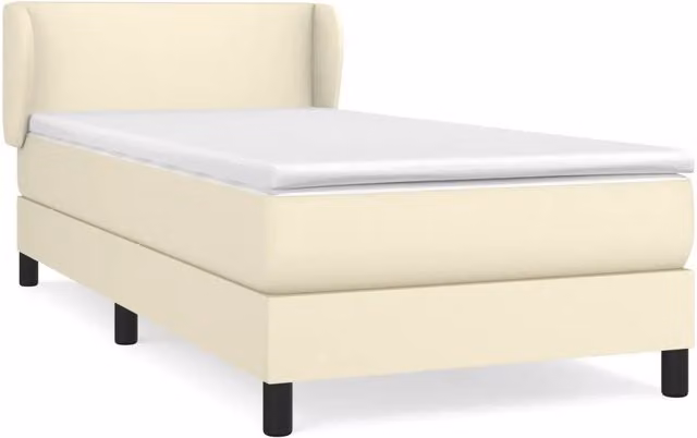 Letto singolo | Letto per adulti | Giroletto a Molle con Materasso Crema 80x200 cm in Similpelle