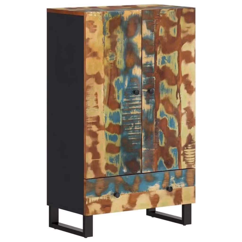 Credenza in stile industriale vidaXL in legno massello e metallo multicolore L: 60 cm, P: 33 cm, H: 100 cm – 2