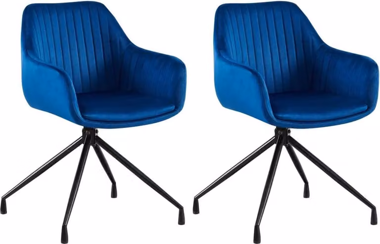 set di 2 sedie da pranzo - sedie a secchiello - lussuoso comfort di seduta e funzione girevole | Colore: blu scuro | Materiale: morbido