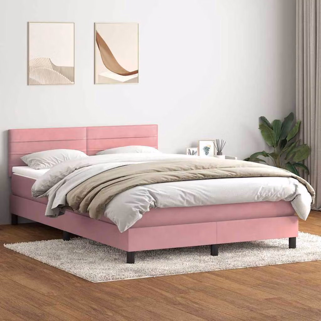 Maison Exclusive - Giroletto a Molle con Materasso Rosa 160x210 cm in Velluto