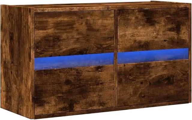 Mobile TV multimediale scaffale TV credenza mobile TV sala da pranzo soggiorno parete attrezzata per camera da letto con luci LED rovere affumicato 80 x 31 x 45 cm marrone 02_0027995
