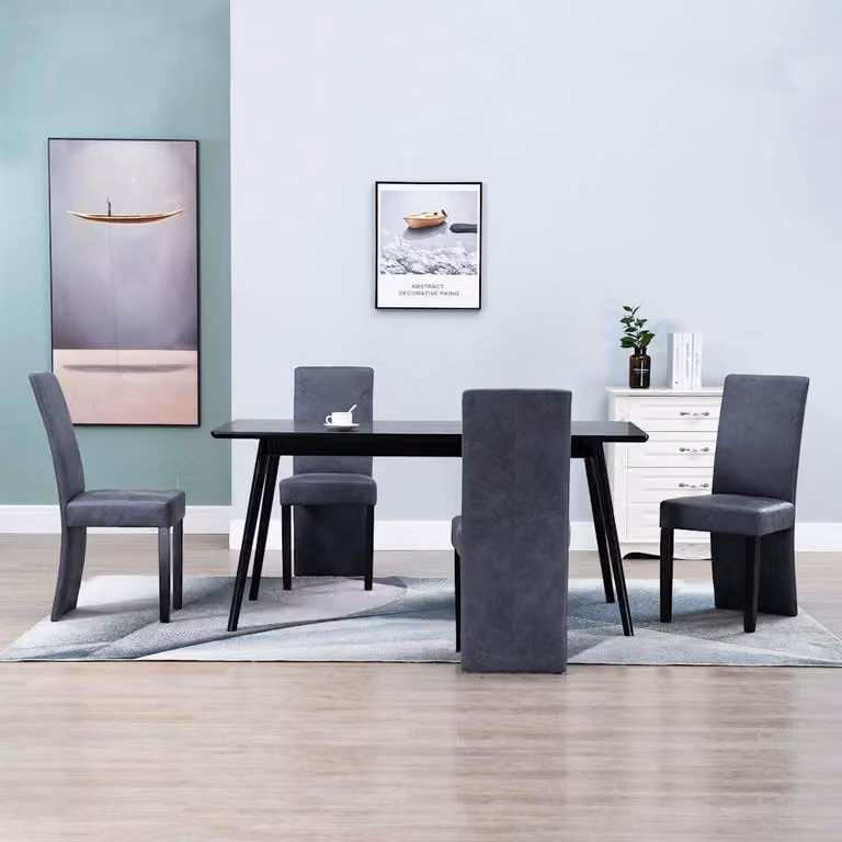 Set di 4 sedie da pranzo moderne vidaXL in similpelle scamosciata grigia