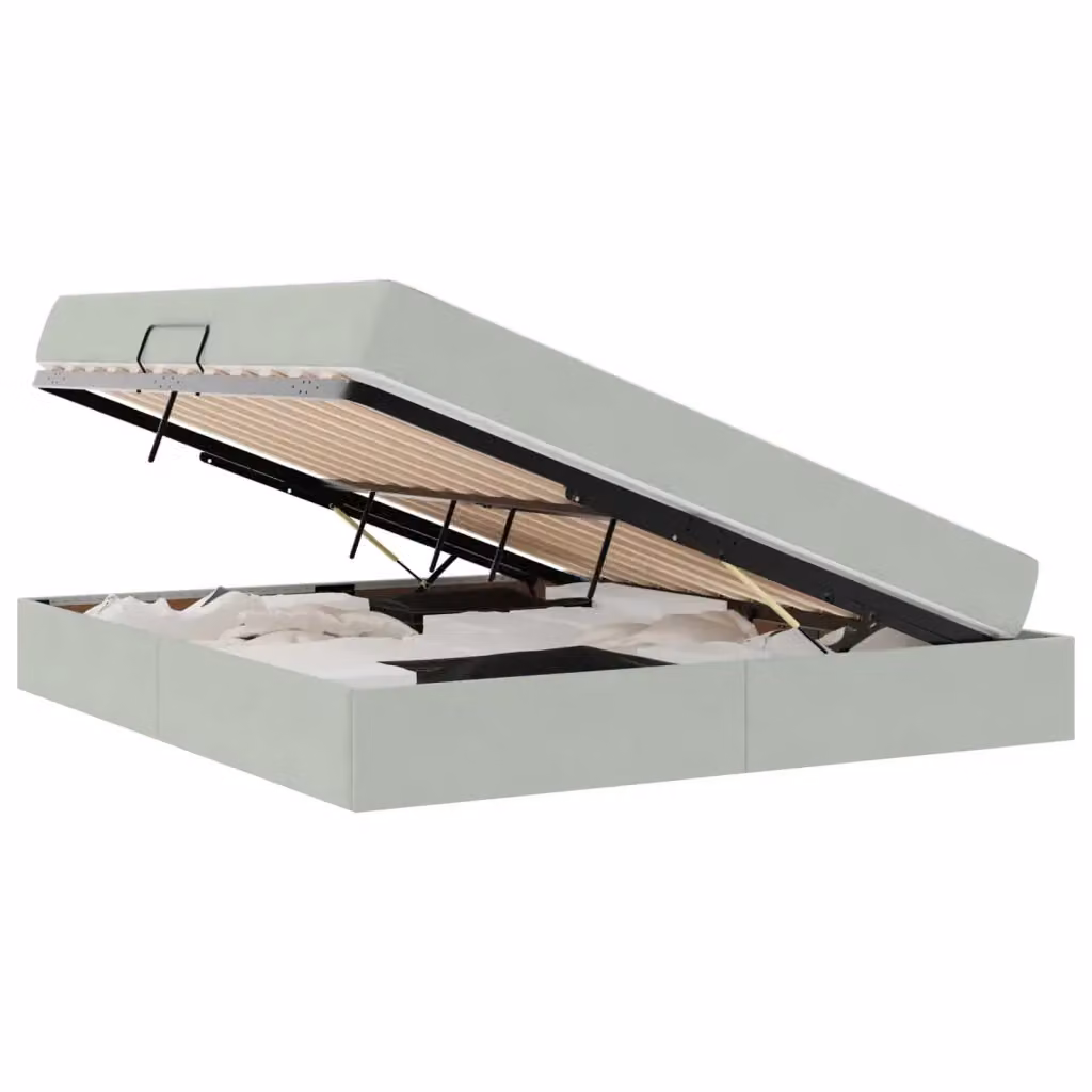 Letto con contenitore e materasso ibrido vidaXL in tessuto grigio, L/P/H: 160 x 200 x 280 cm – 2