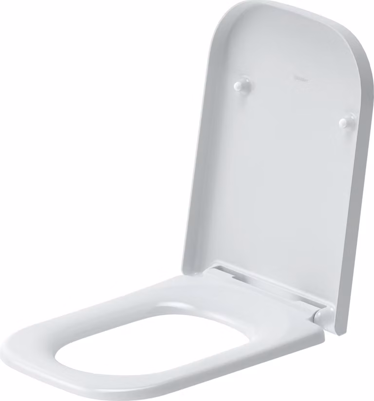 Siège de WC Duravit Happy D.2 avec charnières SoftClose en acier inoxydable, version étendue pour WC sans rebord, 0064690099, 0064690099