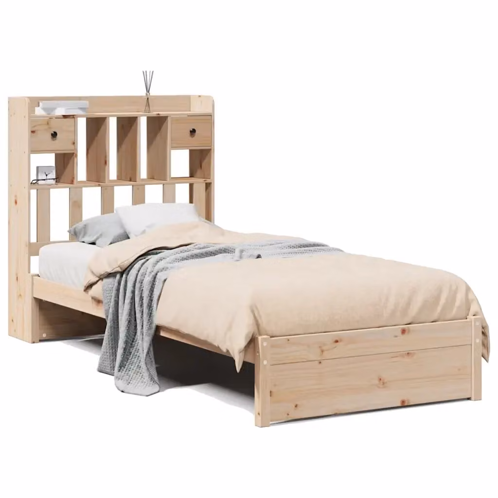 Giroletto con Libreria vidaXL in Legno di Pino Naturale con Scomparti Laterali L: 190 cm, P: 81 cm, H: 110 cm – 2