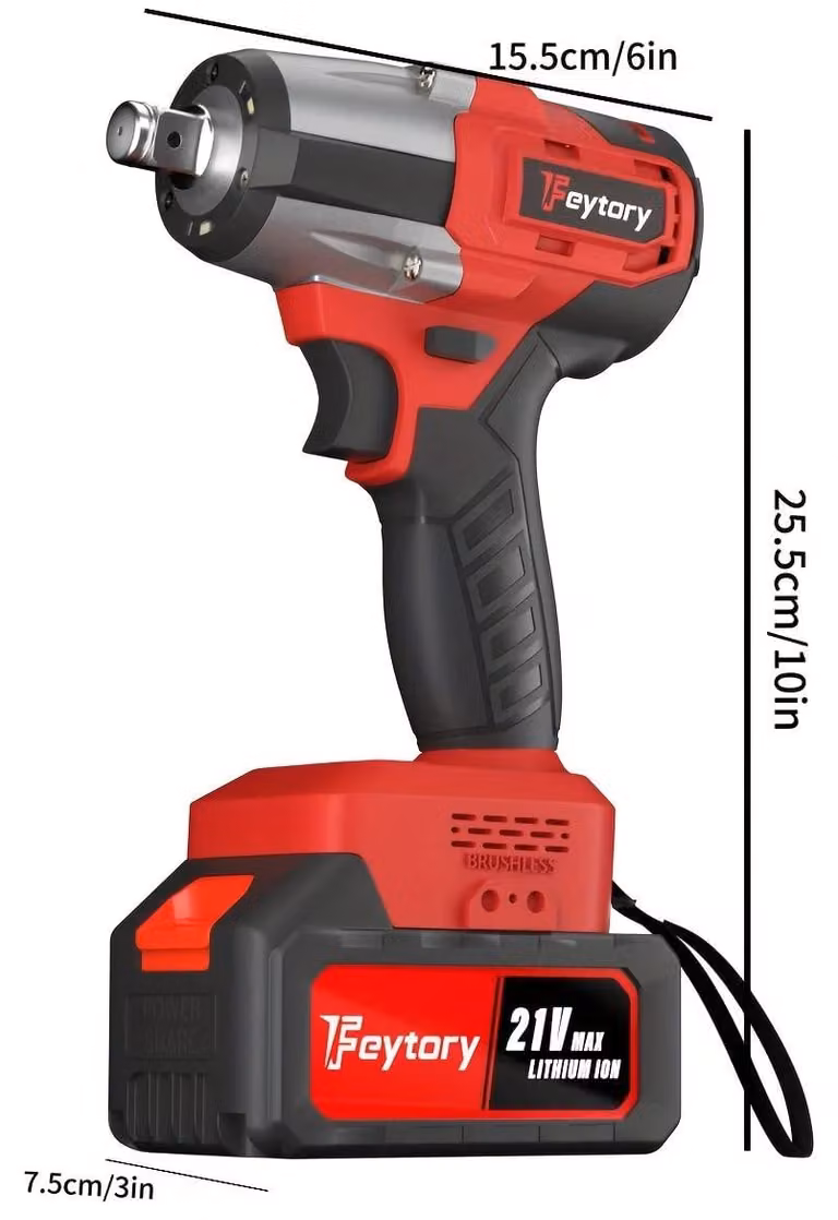 Avvitatore a percussione a batteria - Ricaricabile - 21 V - Batteria inclusa - Luce LED - Ideale per lavori di bricolage e riparazioni auto