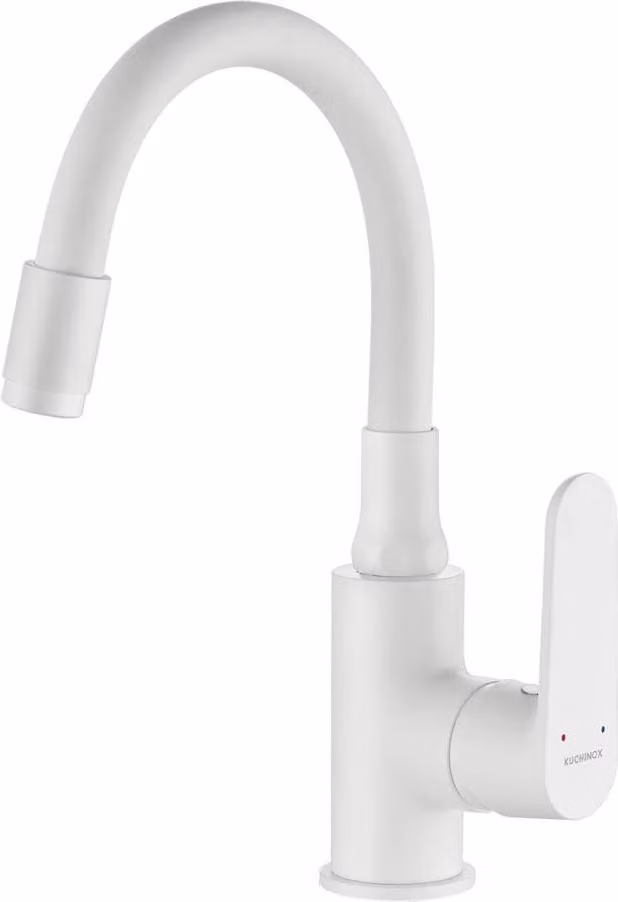 Miscelatore lavabo indipendente con bocca flessibile, bianco