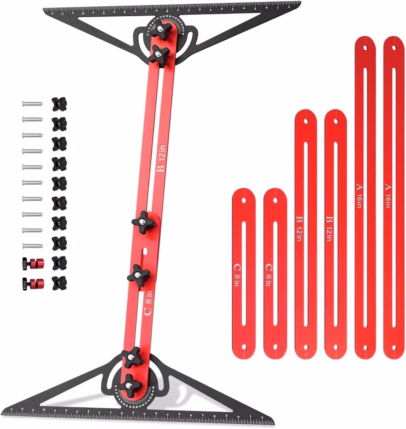 Strumento di misurazione per scale, da 26,7 cm a 152,5 cm, in alluminio, con goniometro e scala, per la costruzione di scale