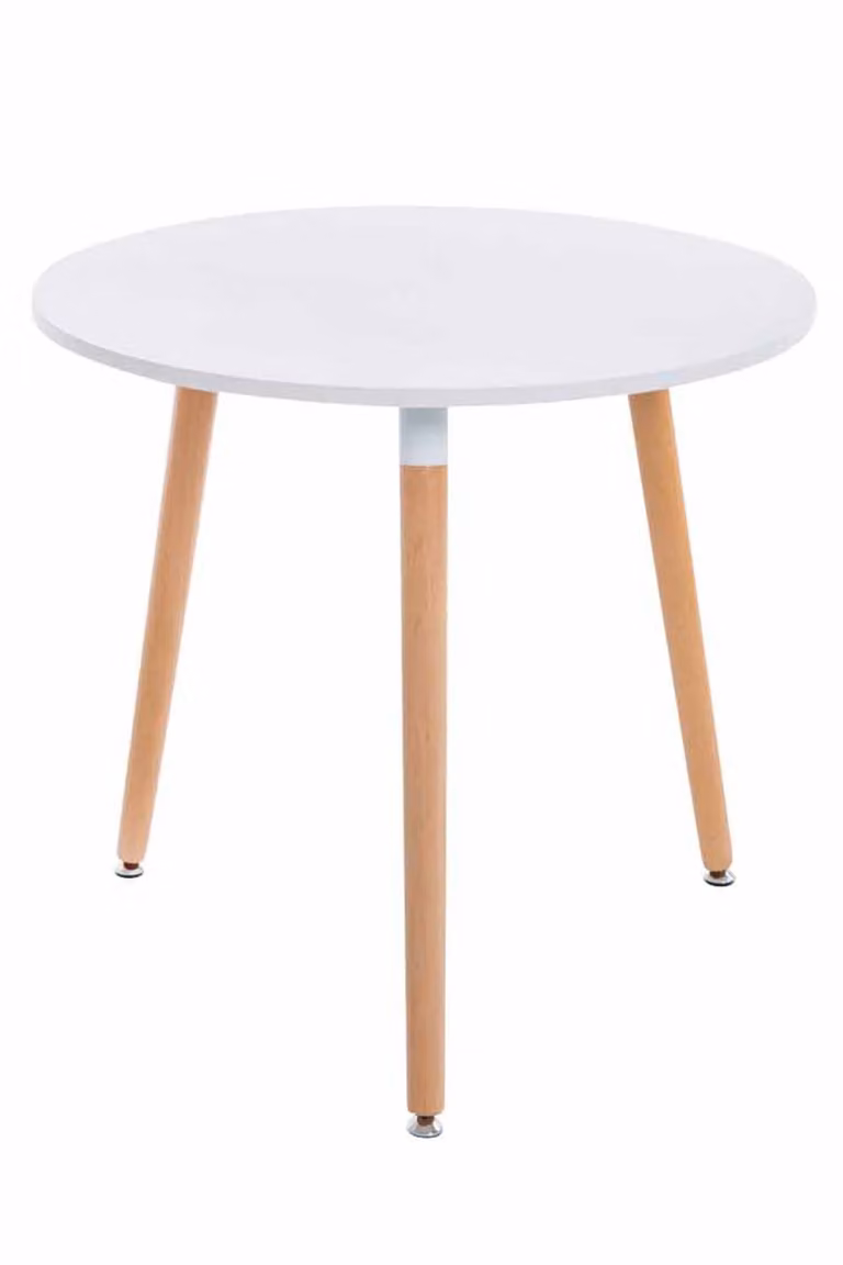 In And OutdoorMatch Tavolino Leonhard - Tavolo - 80x75cm - MDF e legno di faggio - Colori bianco e rovere - Design elegante