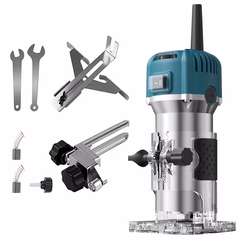 Fresatrice elettrica per legno - Fresatrice manuale da 800W - Mandrino da 6,35 mm - Portatile - Ideale per fresatura, incisione e scanalatura - Adatta per lavori di bricolage e lavorazioni di falegnameria