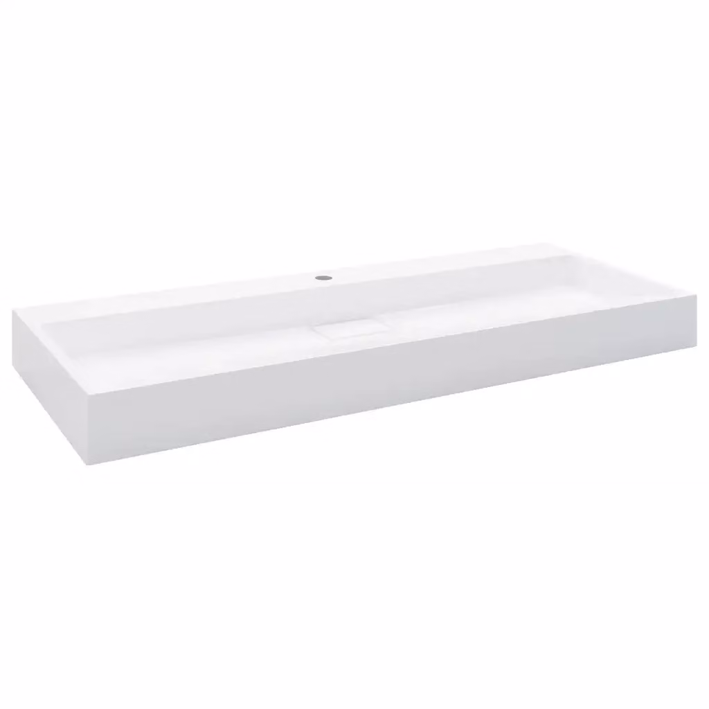 Lavandino vidaXL in blocco di marmo e minerale bianco L: 120 cm, P: 46 cm, H: 11 cm – 2