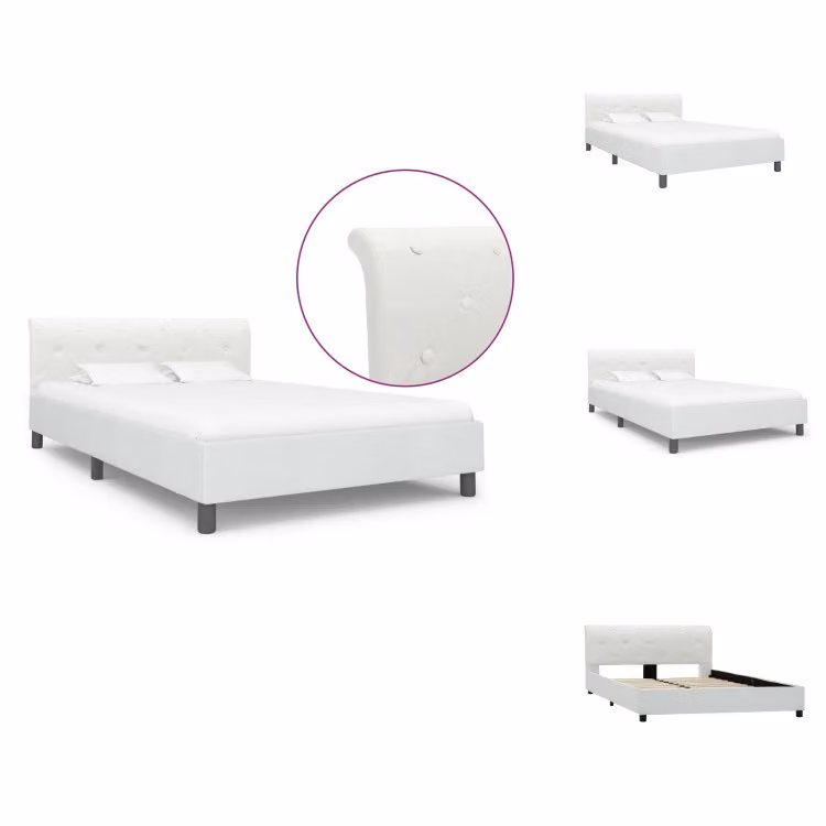 vidaXL Struttura letto in Pelle finta bianca 140×200 cm - Letti e strutture letto