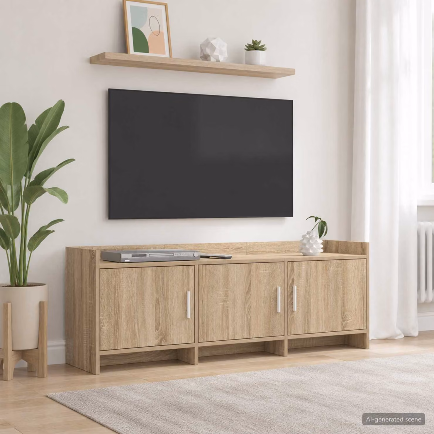 Mobile TV vidaXL in legno ingegnerizzato e metallo, colore marrone Rovere Sonoma, L 130 cm x P 33 cm x H 47 cm