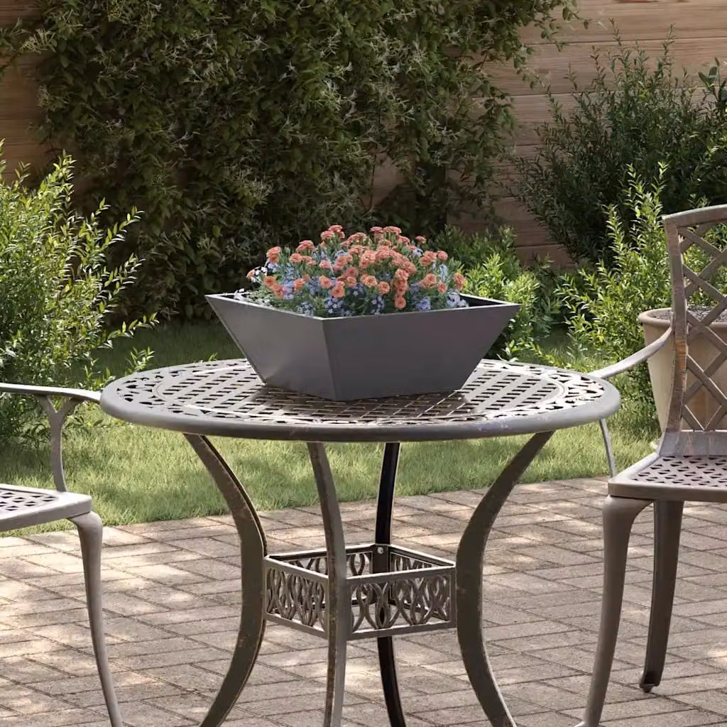 Vaso da giardino vidaXL in acciaio laminato a freddo, Nero, L 40 cm x P 40 cm x H 15 cm