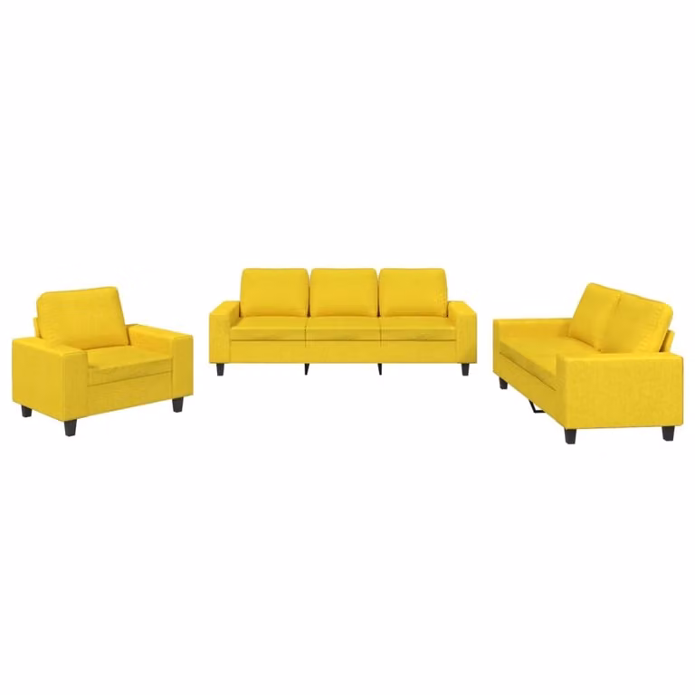 Set di Divani 3 pz Giallo Chiaro in Tessuto