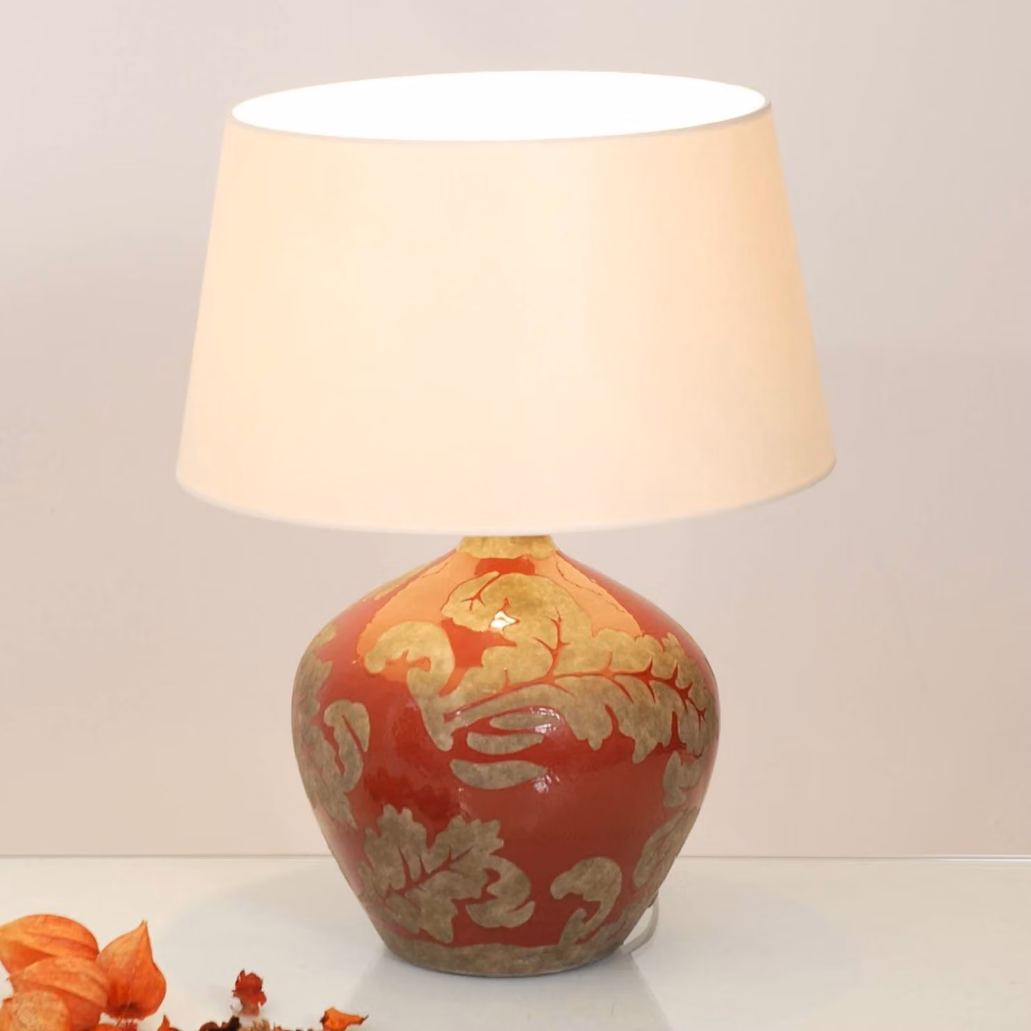 Holländer Lampada da tavolo Toulouse, Rosso, Soggiorno / Sala da pranzo, Ceramica, Antico, Lampada da tavolo
