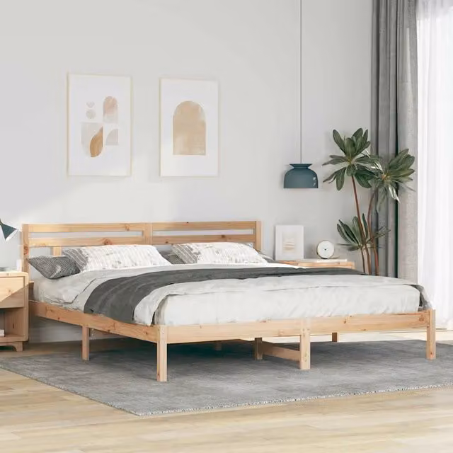 Letto matrimoniale | Letto per adulti | Struttura del letto Marrone 200 x 200 cm Pino massello