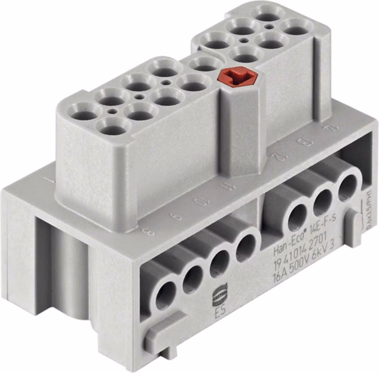 HARTING Han-Eco Mod.14E Inserto femmina (F) Connessione a vite, 14 poli+PE 500V, 16A - 1 pezzo
