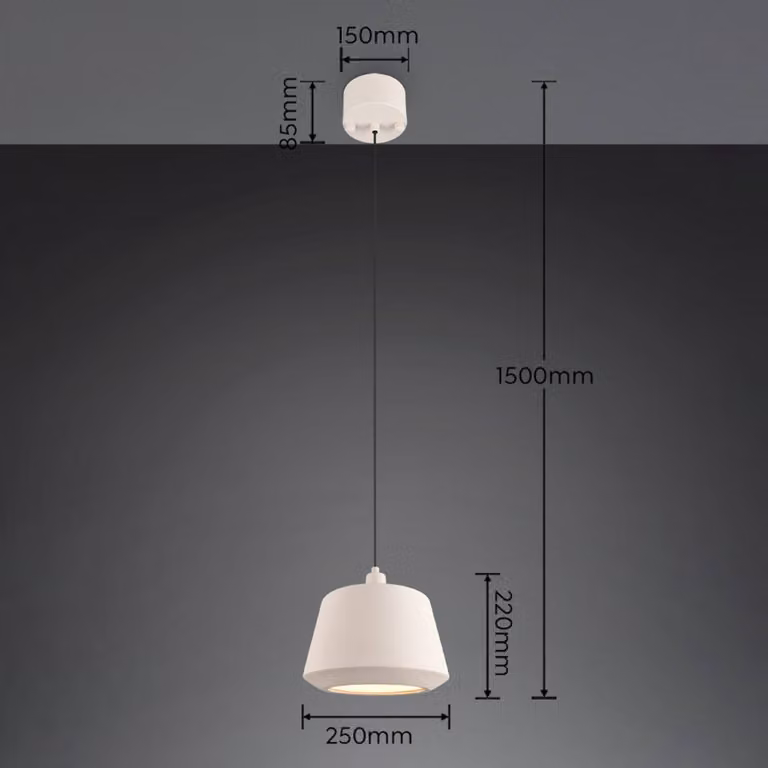 Reality Leuchten Lampada a sospensione Mirea, dimmerabile, Crema / Ambra, Soggiorno / Sala da pranzo, Ceramica, Mediterraneo, Lampada a sospensione