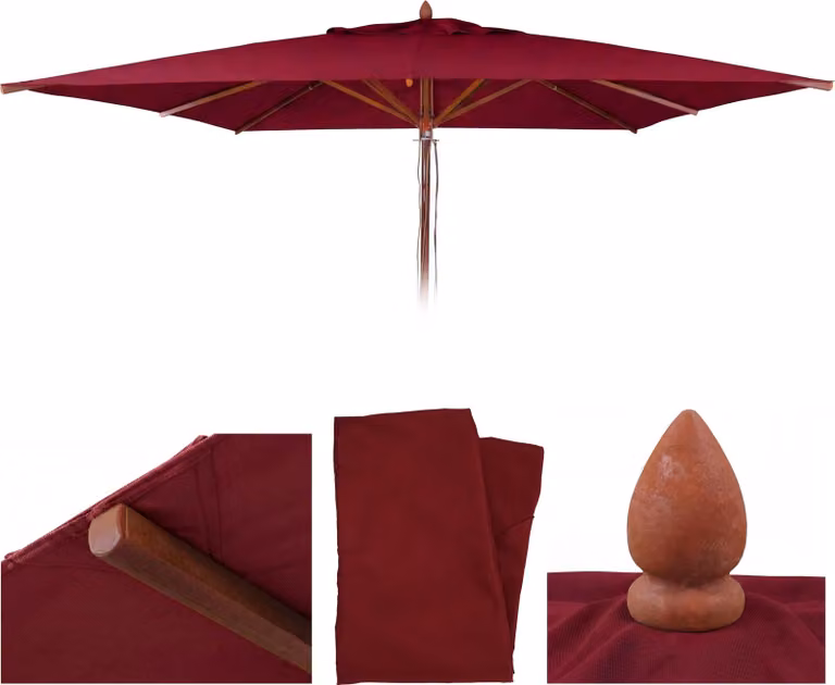 Copertura di ricambio per ombrellone da esterno in legno, modello HWC-C57b, copertura per ombrellone, quadrata, 3x3 metri, in poliestere, colore bordeaux
