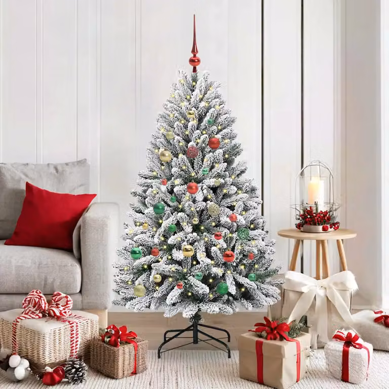 Albero di Natale artificiale verde vidaXL con 150 LED bianco caldo e struttura in metallo e PVC