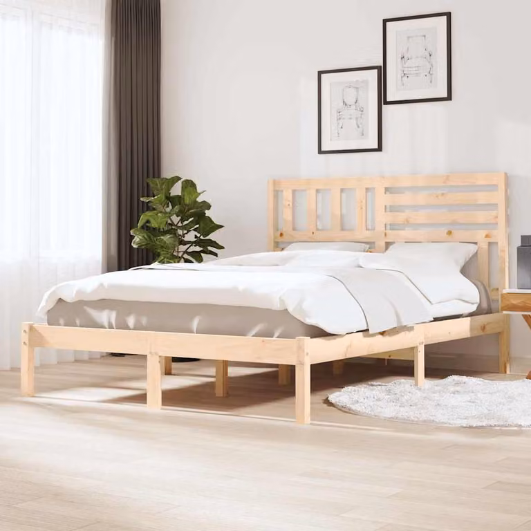 vidaXL Giroletto in Legno Massello di Pino con Doghe Fisse, L/P: 160 x 200 cm