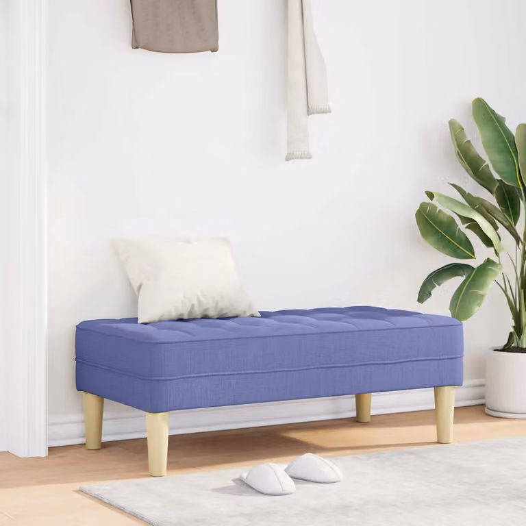 Panchina con cuscino vidaXL in tessuto blu jeans L: 113 cm, P: 57 cm, H: 39 cm