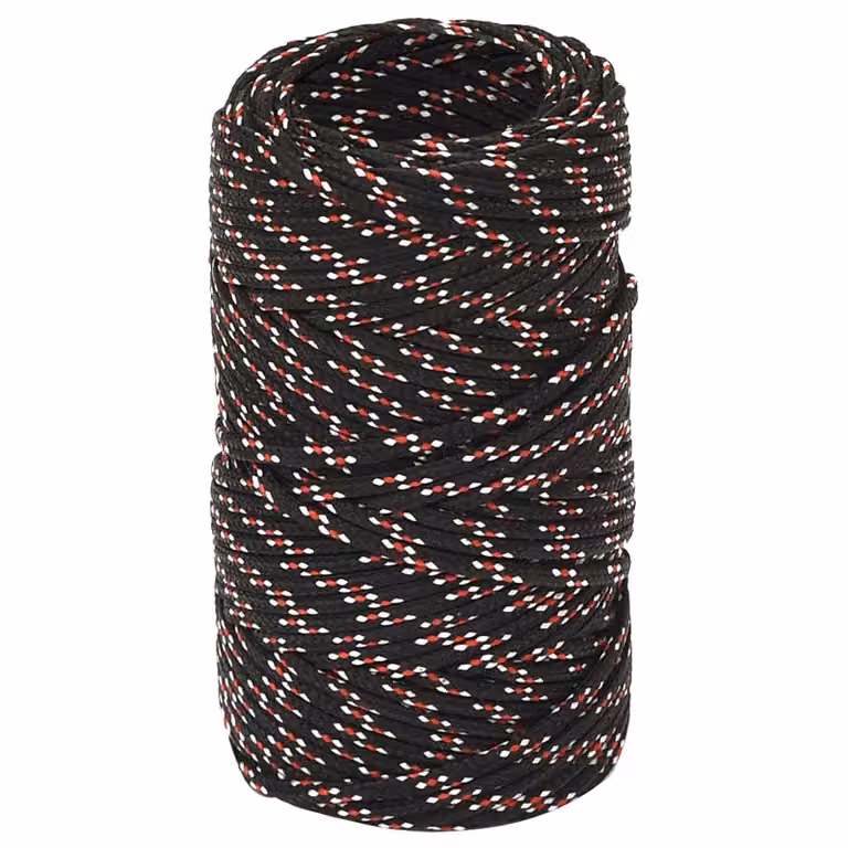 Corda multiuso vidaXL in plastica, Nero e Rosso, Diametro: 2 mm, Lunghezza: 250 m, Carico massimo: 27 kg