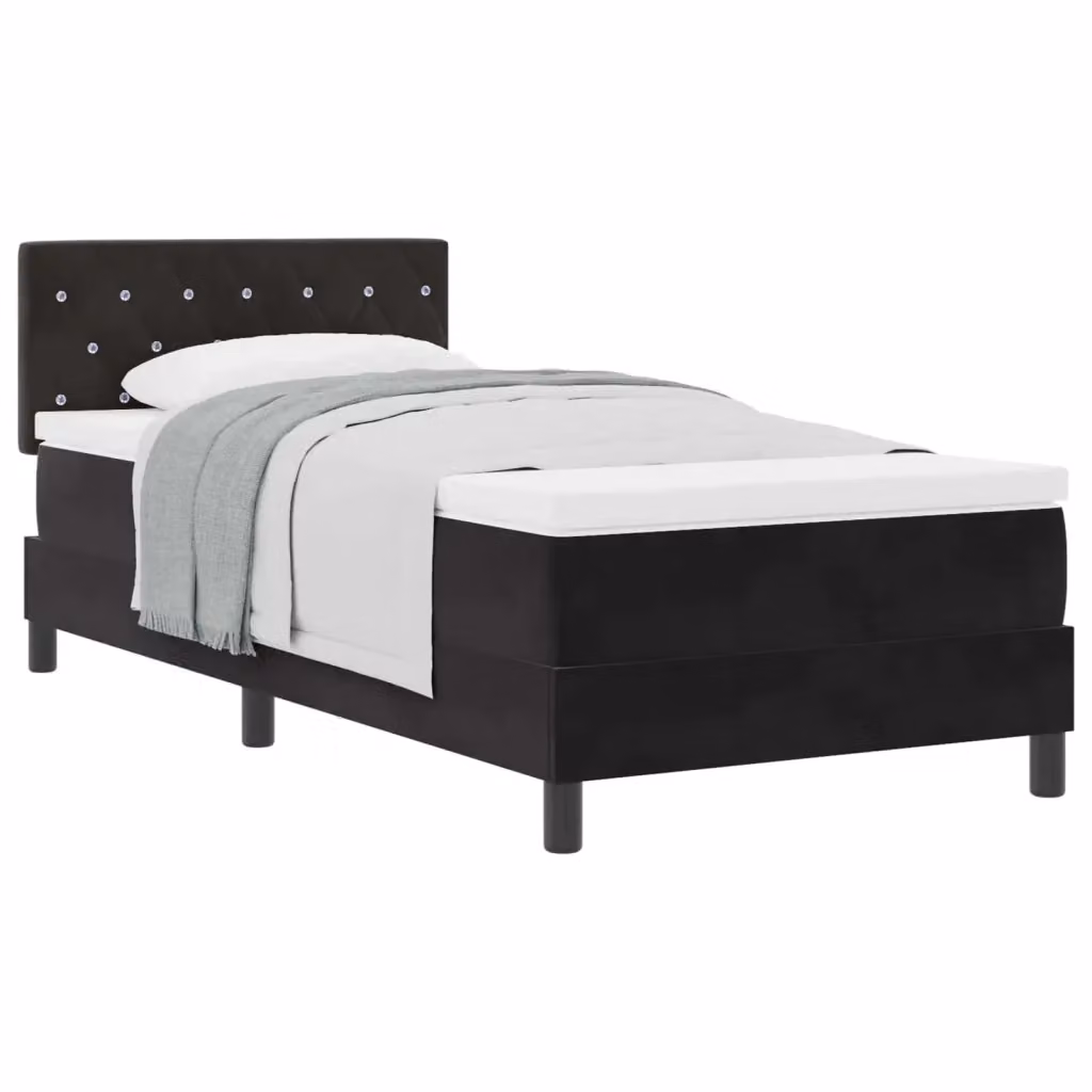 Letto a molle con materasso vidaXL in velluto nero L/P/H: 203 x 100 x 140 cm – 2