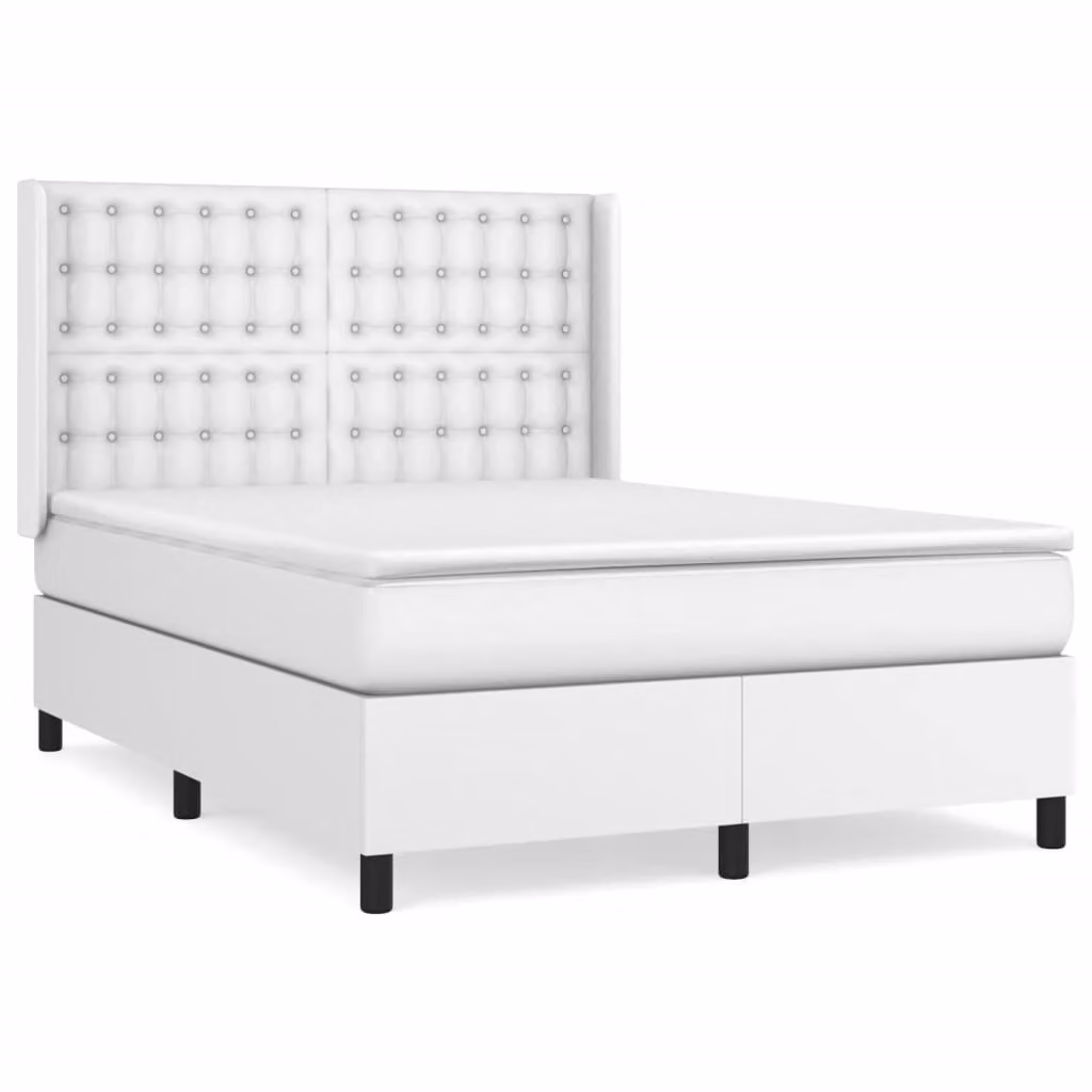 Giroletto a Molle con Materasso Bianco 140x200 cm in Pelle finta